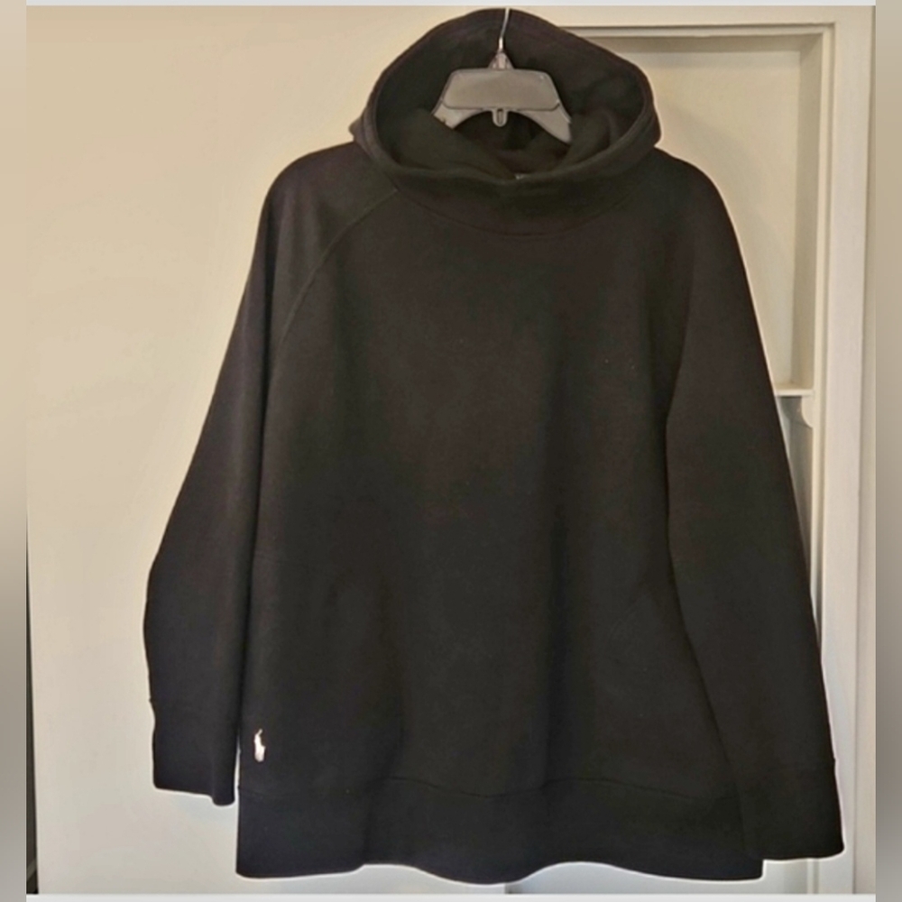 POLO Ralph Lauren Men's Pullover Tube Neck Hoodie Sweatshirt Black White Pony L